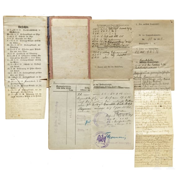 30 Milit&auml;rp&auml;sse/Soldb&uuml;cher von Angeh&ouml;rigen der Kaiserlichen Armee
