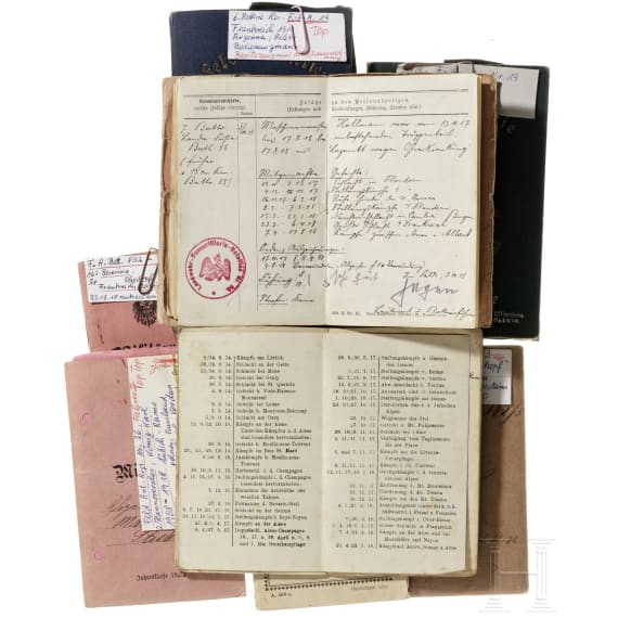 Ca. 60 Milit&auml;rp&auml;sse/Soldb&uuml;cher von Artillerieangeh&ouml;rigen der Kaiserlichen Armee