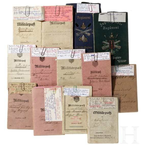 Ca. 60 Milit&auml;rp&auml;sse/Soldb&uuml;cher von Artillerieangeh&ouml;rigen der Kaiserlichen Armee