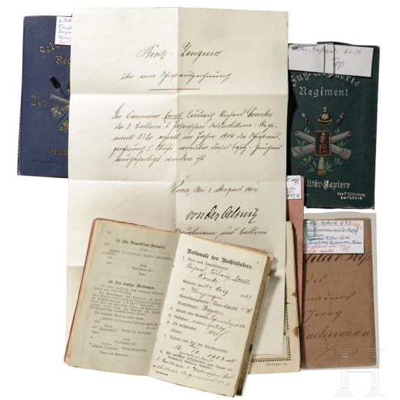Ca. 60 Milit&auml;rp&auml;sse/Soldb&uuml;cher von Artillerieangeh&ouml;rigen der Kaiserlichen Armee