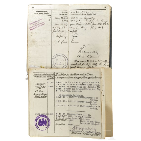 Vier Milit&auml;rp&auml;sse von Angeh&ouml;rigen der Fliegertruppe der Kaiserlichen Armee