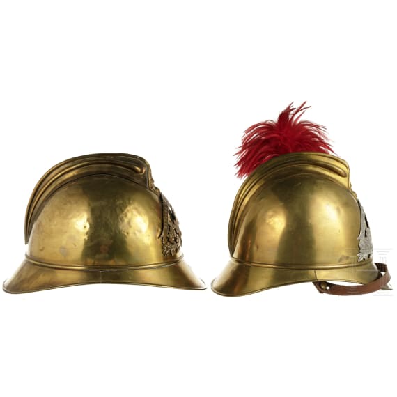 Zwei Helme M 1895 der Sapeurs-Pompiers, Frankreich