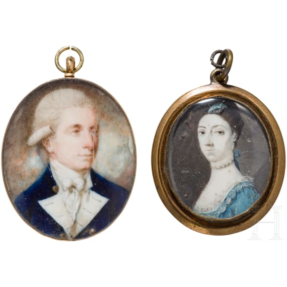 Two European medallions with portrait miniatures, late 18th century