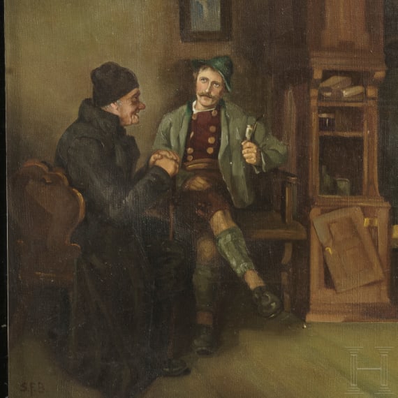 Genreszene mit einer bayerischen Familie, deutsch, 19. Jhdt.