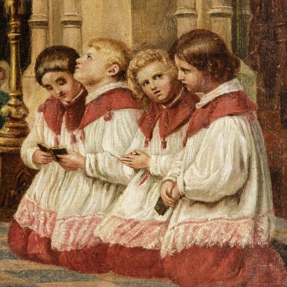 Ministranten beim Gebet, Gem&auml;lde, um 1900