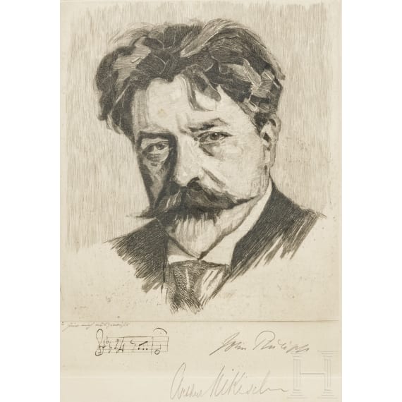 John Philipp - signiertes Bildnis des Dirigenten Arthur Nikisch