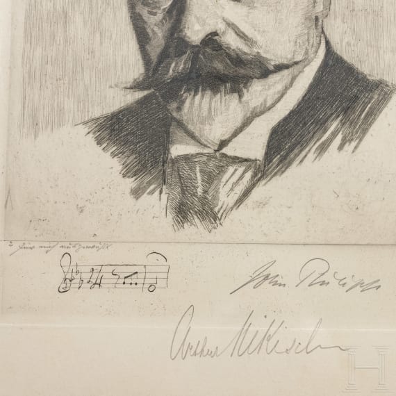 John Philipp - signiertes Bildnis des Dirigenten Arthur Nikisch