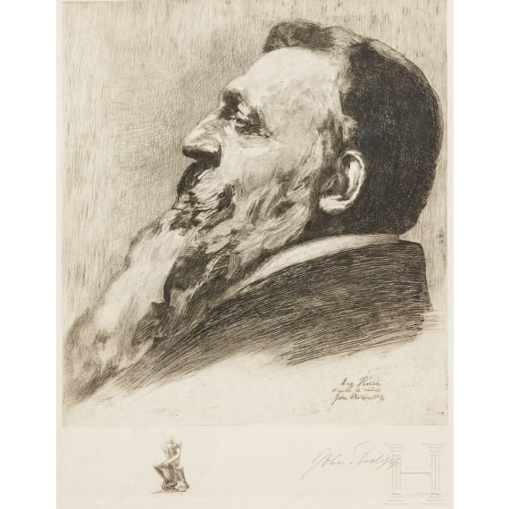 John Phillipp - Auguste Rodin im Profil nach links, 1909