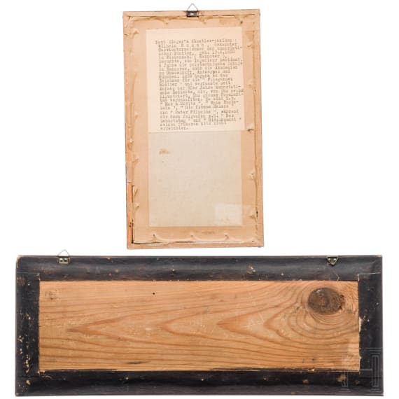 Wilhelm Busch (1832 - 1908) - Tuschezeichnung, datiert 1883, dazu eine Intarsienarbeit