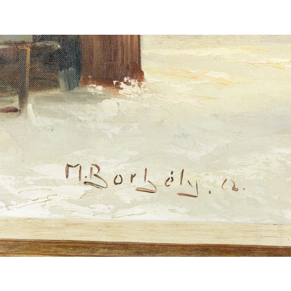 Michael Borb&eacute;ly (*1923) - Pferdeschlitten im Winter, D&uuml;sseldorf, 1962