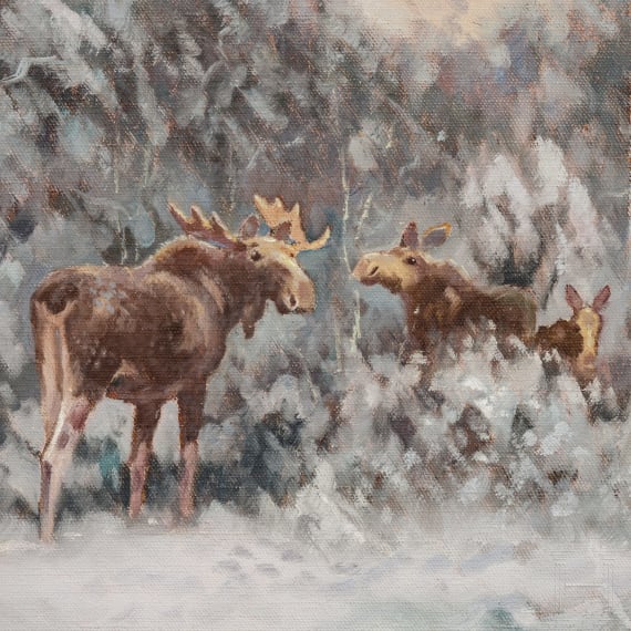 Henning Hougaard (1922-95), Gem&auml;lde "Elche im Schnee"