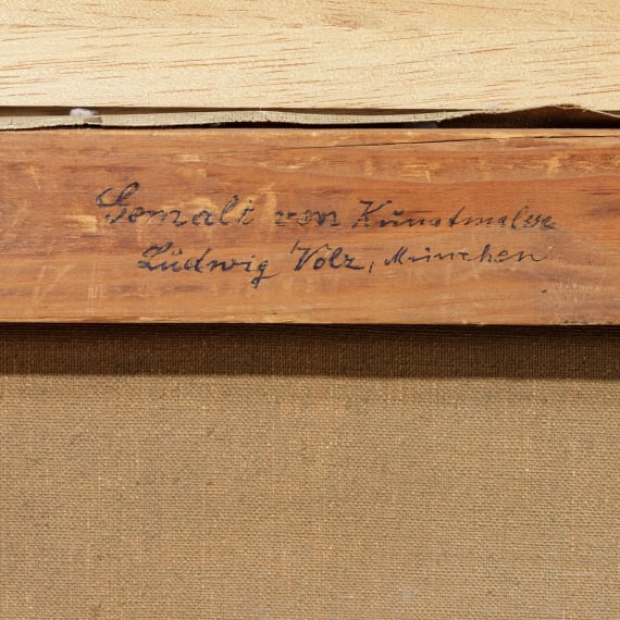 "Dackel mit erlegtem Rehbock", bezeichnet Ludwig Volz