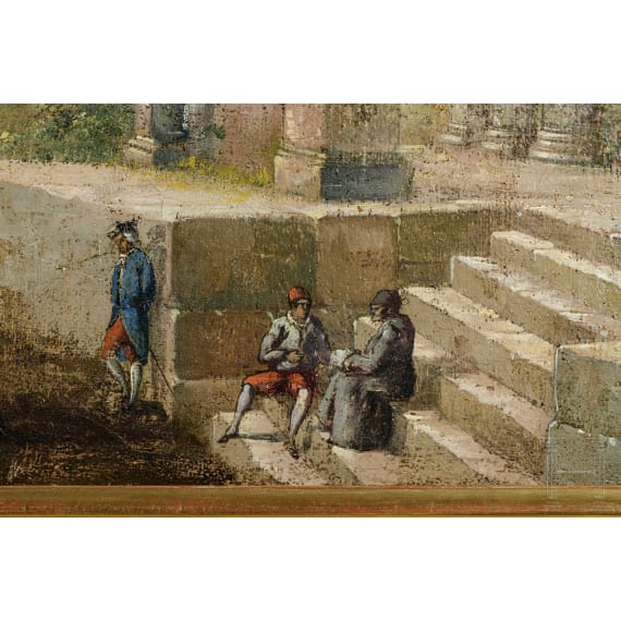 Gem&auml;lde einer antiken Ruinenlandschaft, Italien, 19./20. Jhdt.