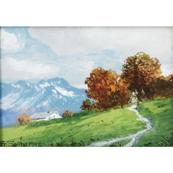 Fritz Splittgerber (1874 - 1914), Gouache "Alpine Landschaft"