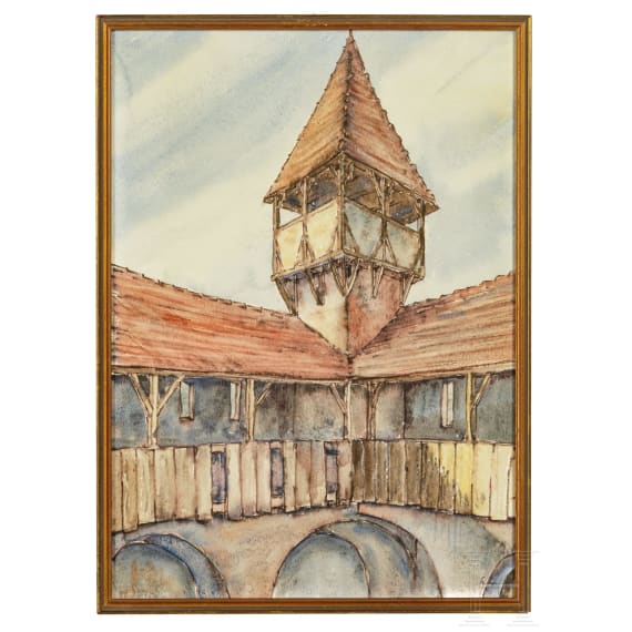 Zwei Grafiken mit architektonischen Darstellungen, 20. Jhdt.