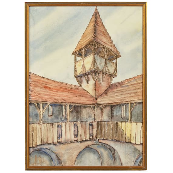 Zwei Grafiken mit architektonischen Darstellungen, 20. Jhdt.