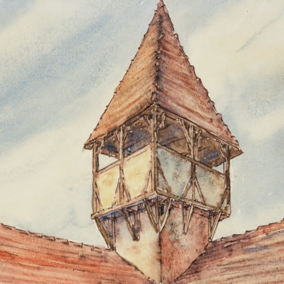 Zwei Grafiken mit architektonischen Darstellungen, 20. Jhdt.