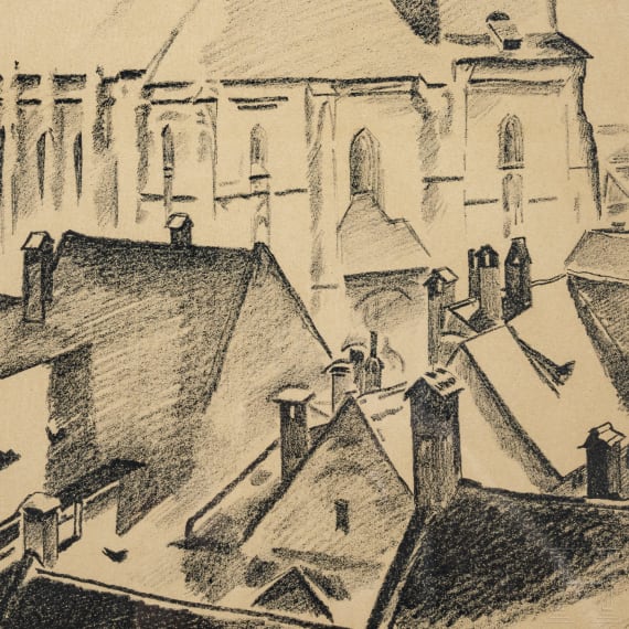Zwei Grafiken mit architektonischen Darstellungen, 20. Jhdt.