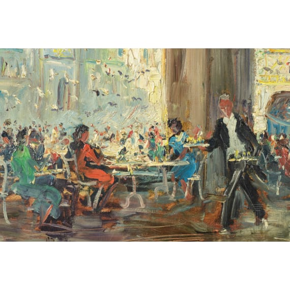 Kaffeehausszene am Markusplatz, deutsch, 20. Jhdt.