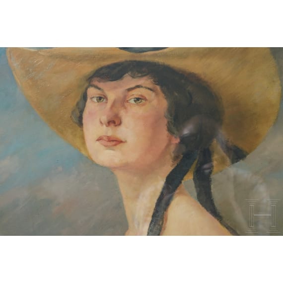 Toni Roth (1899 - 1971) - Portrait einer jungen Dame mit Hut