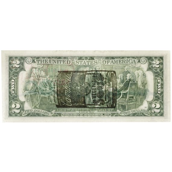 Zwei-Dollar-Schein, signiert "Andy Warhol", 1979