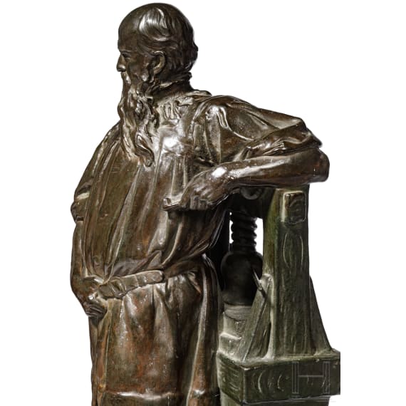A German bronze sculpture of Gutenberg, 20th century