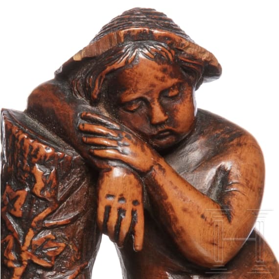A French boxwood carving of a boy, 1st half of the 19th century