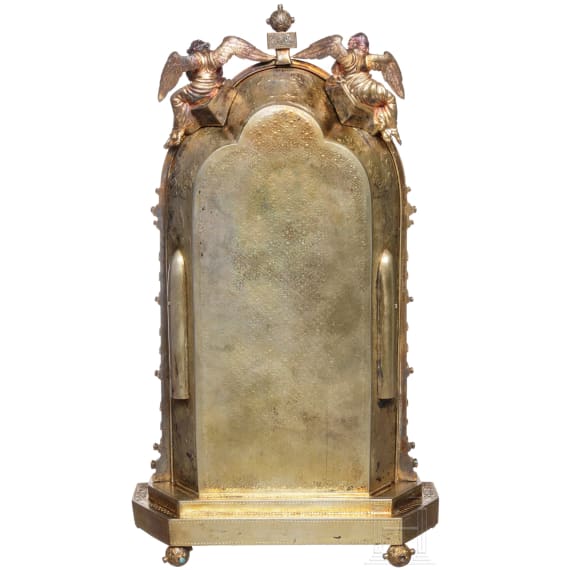 Kleiner Reisealtar in ma&szlig;gefertigtem Lederfutteral, deutsch, um 1900