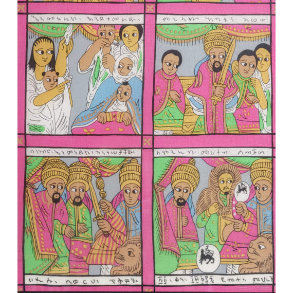 Seidenmalerei mit alttestamentarischen Szenen, Äthiopien, 20. Jhdt.