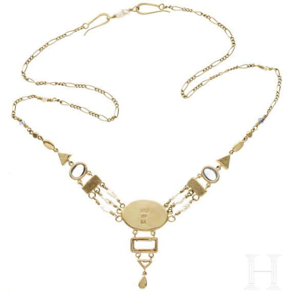 Goldkette mit reichem Edelsteinbesatz, Pforzheim, Bernhard F&ouml;rster, um 1920