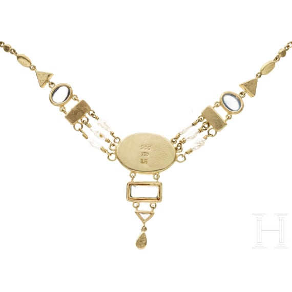 Goldkette mit reichem Edelsteinbesatz, Pforzheim, Bernhard F&ouml;rster, um 1920