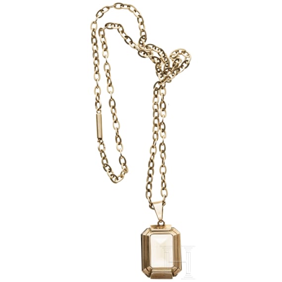 Goldkette mit Rauchtopas, um 1950