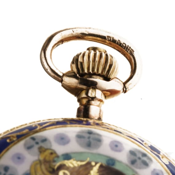 Kleine Jugendstil-Taschenuhr mit Emaille, Paris, um 1900