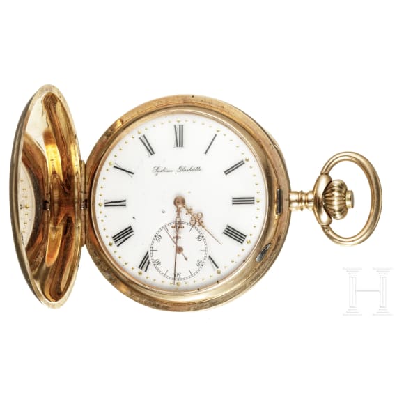 Goldene Herrentaschenuhr (Savonette), System Glash&uuml;tte, um 1900