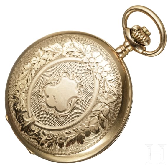 Goldene Herrentaschenuhr (Savonette), System Glash&uuml;tte, um 1900