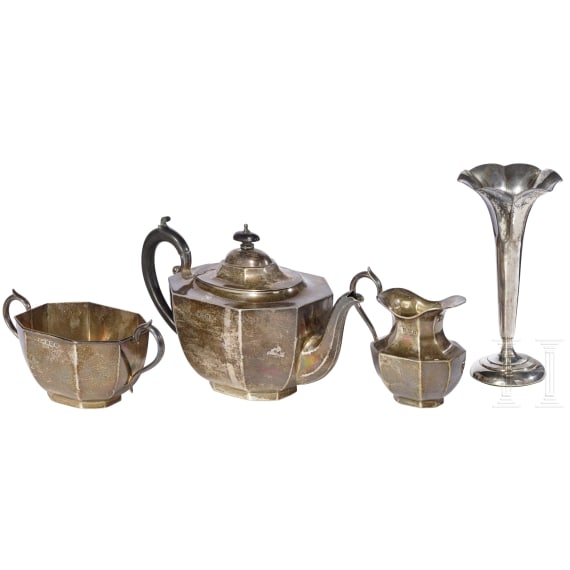 Dreiteiliges Silber-Teeservice, Henry Clifford Davis, Birmingham, 1922