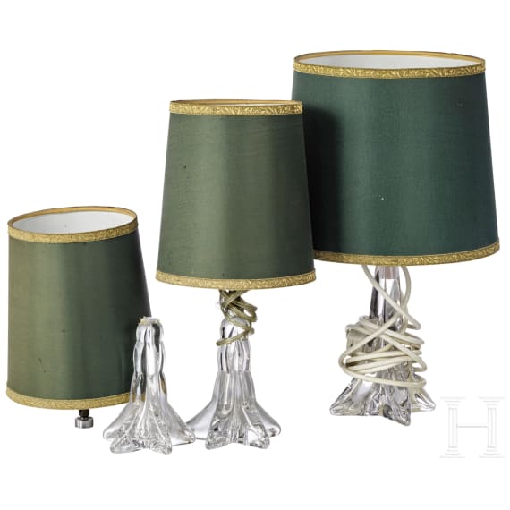 Set aus elf Schnapsgl&auml;sern sowie kleine Sammlung Leuchter, Frankreich, 20. Jhdt.