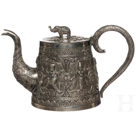 Silber-Teekanne, wohl Burma, um 1900