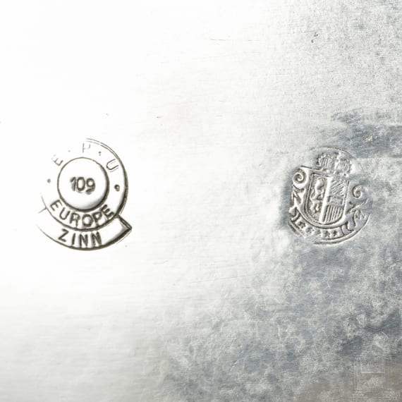 Jugendstil-Tischspiegel von "GSW"/"Achille Gamba" und gro&szlig;e Jugendstil-Schale