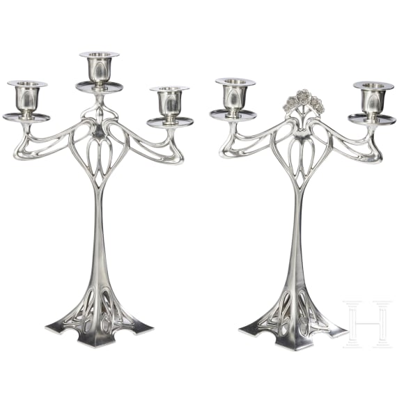 Sechs Jugendstil-Zinnobjekte von "GSW"/"Achille Gamba", 20. Jhdt.