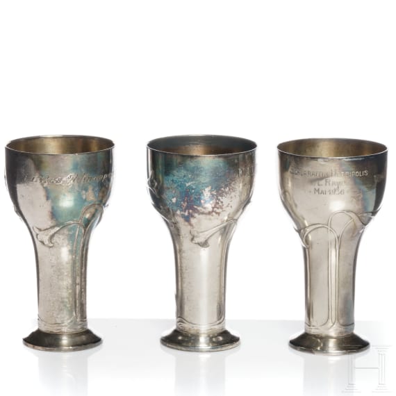 Drei Jugendstil-Pokale, Geislingen, WMF, um 1910