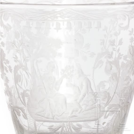 Pokal mit Liebespaar, 18. Jhdt., Schnitt sp&auml;ter