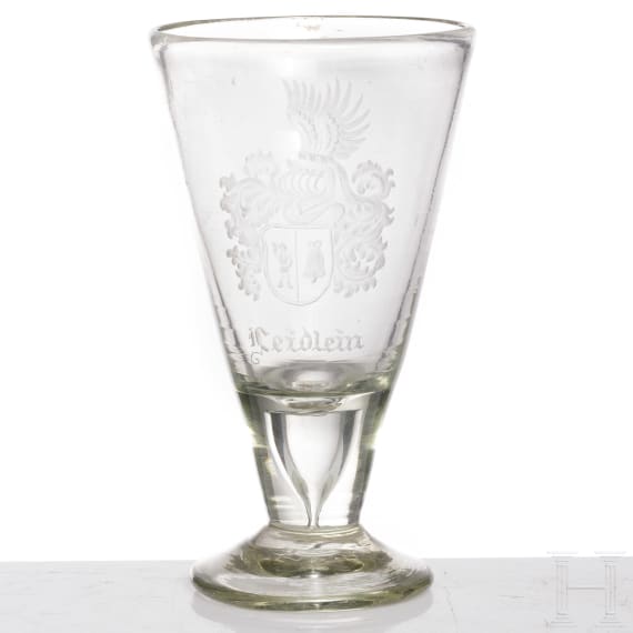 A German glass goblet with arms, 2nd half of the 18th century