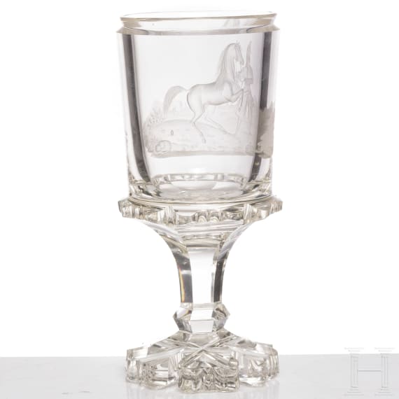 A North-Bohemian glass goblet, Glas Neuwelt, probably August Böhm or Emanuel Hoffmann, circa 1840