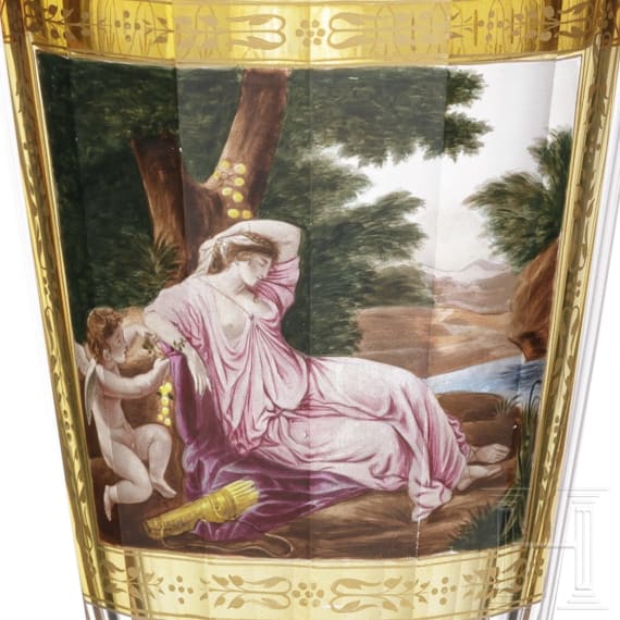 A large North-Bohemian goblet with cover with allegory, late 19th century