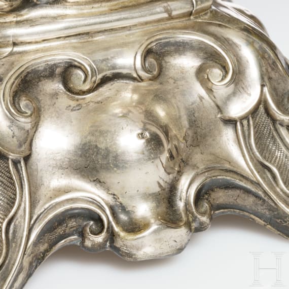Zwei Aufsatzschalen mit Silberf&uuml;&szlig;en, B&ouml;hmen/deutsch, 19. Jhdt./um 1890