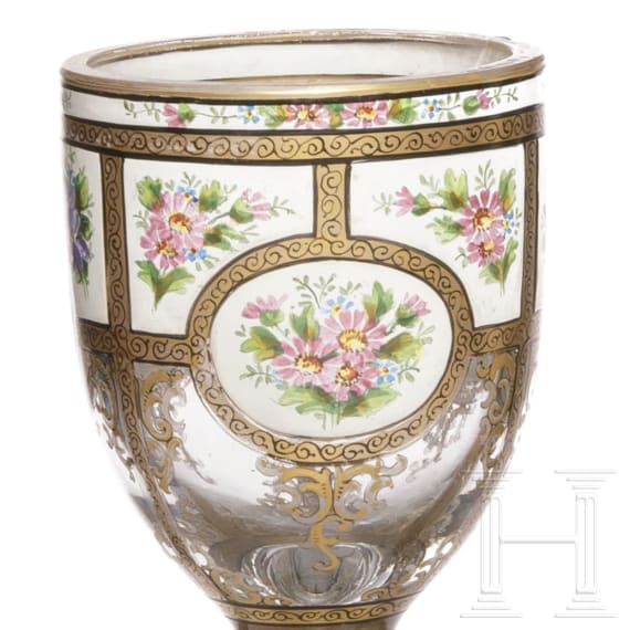 Fu&szlig;becher und Vase, B&ouml;hmen, Ende 19. Jhdt.