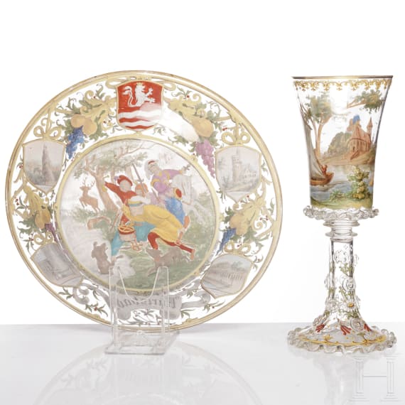 Teller und Pokal, Nordb&ouml;hmen, um 1880