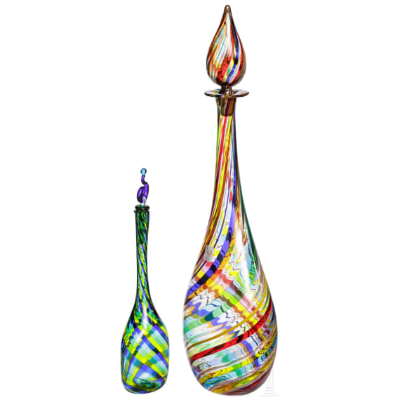 Zwei Glasflaschen, Murano, 20. Jhdt.