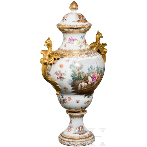 Gro&szlig;e Deckelvase, deutsch, 20. Jhdt.